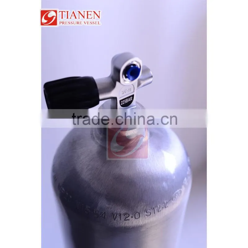 High pressure Diving aluminum gas cylinder, 12L aluminum diving cylinder, HPA tank-3000psi