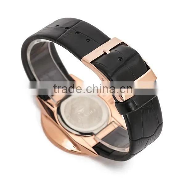 2016 Men Quartz Stainless Steel Back Geniune Leather Wrist Watch