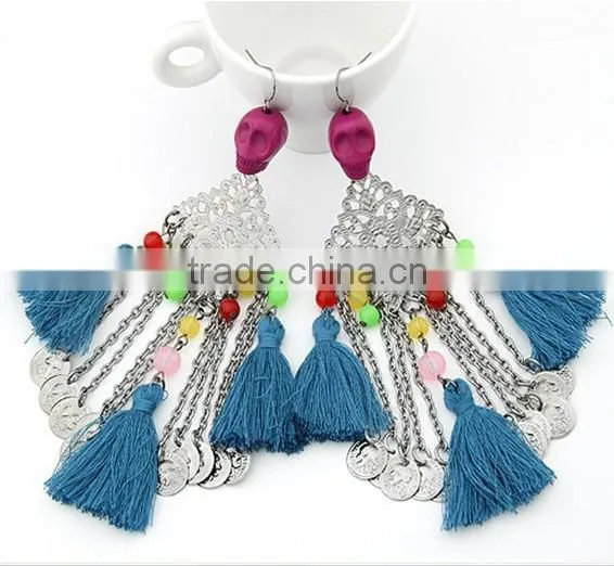 Chandelier Statement Earrings Fabric Statement Earrings Tassel Earrings
