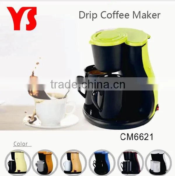 new design 2 cup mini coffee maker with 2 pocelain cups included