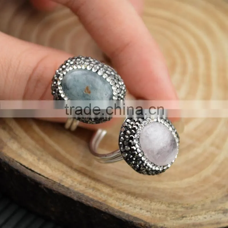 LFD-008R ~ Wholesale Druzy Stone Pave Rhinestone Rings Jewelry Finding