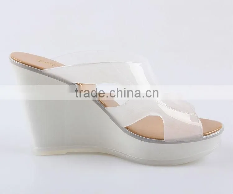 2016 fashion women Plastic shoes from china Ladies Sweet Style Jelly PVC hight wedge slipper Waterproof Wedge Jelly Sandal