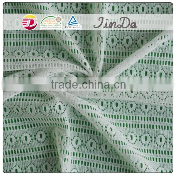 Nylon white elastic polish lace fabric for baby dress
