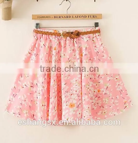 2014 new design chiffon ruffle ladies mini skirt