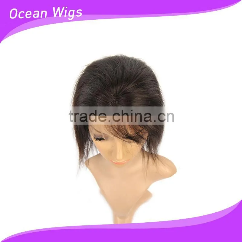 human hair wig 10", straight, natural color, front lace wig