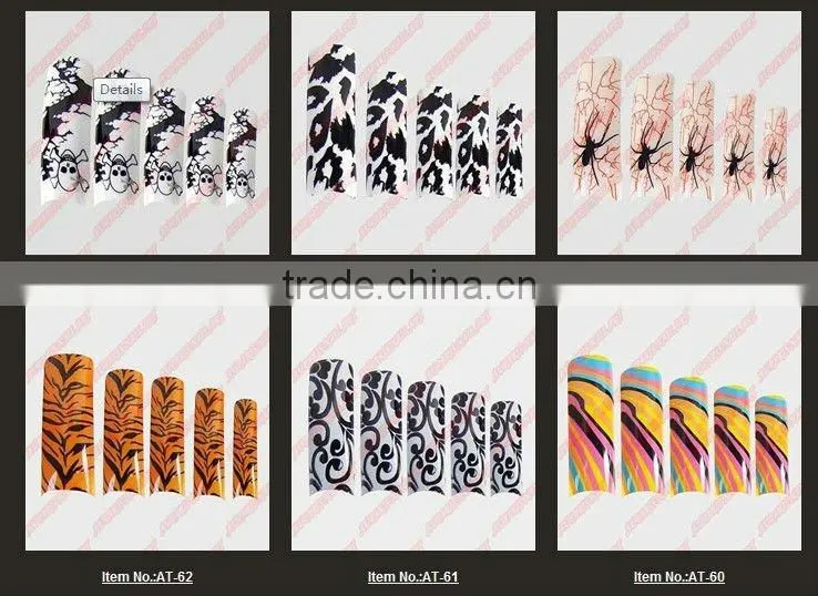 wholesale 70pcs/box Airbrush Pre Design Translucent French False Nail Art Acrylic Tips AT1200