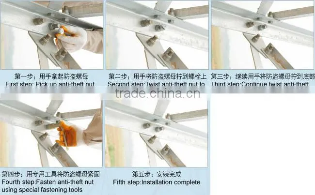 round anti-theft nuts with spring and ball for steel tower factory