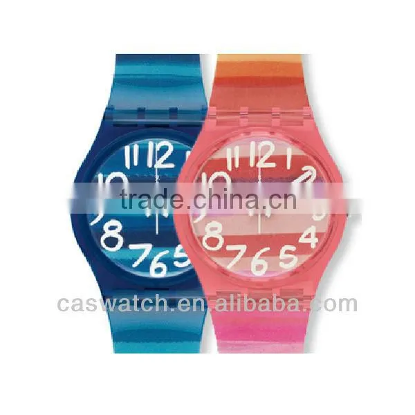 Fashion colorful rainbow color plastic watch