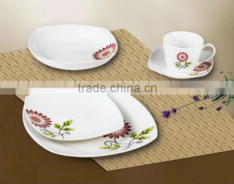 20pcs square decal porcelain dinner set, hotsale dinner set