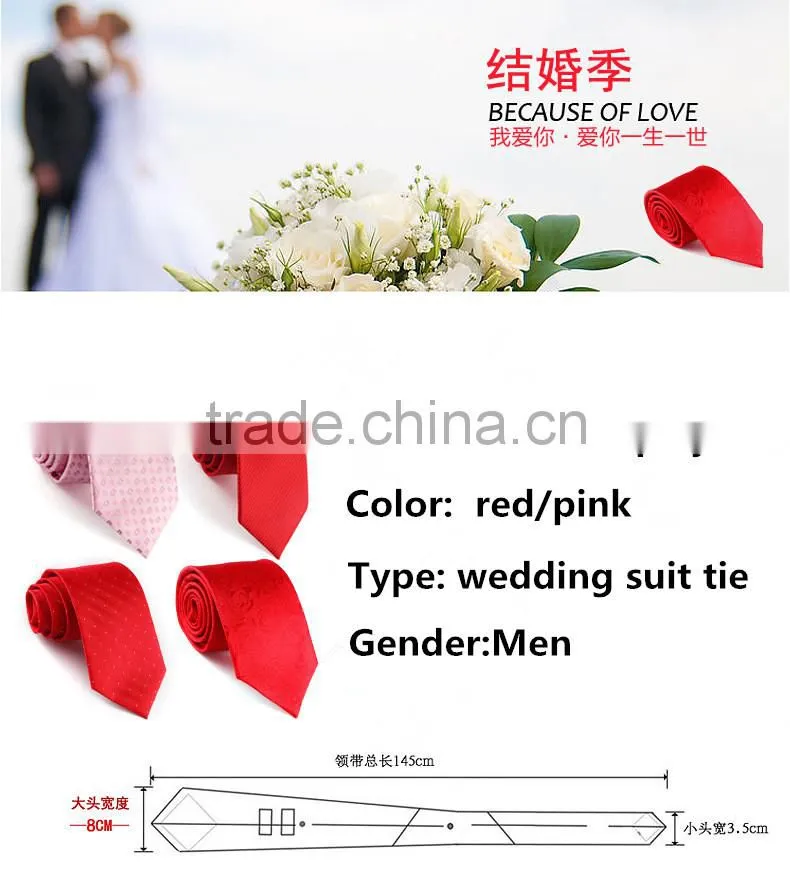 fashion printing design weddiing tie red party necktie for mens