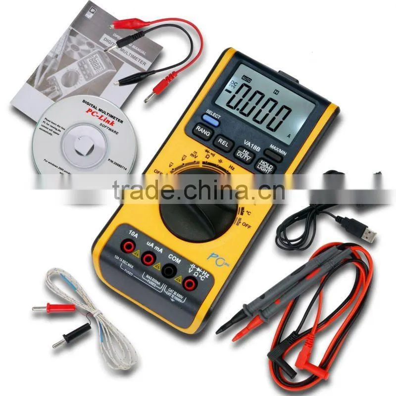 Digital Ohm USB CD degree Continuity Frequency Diode Voltmeter Thermometer Multimeter