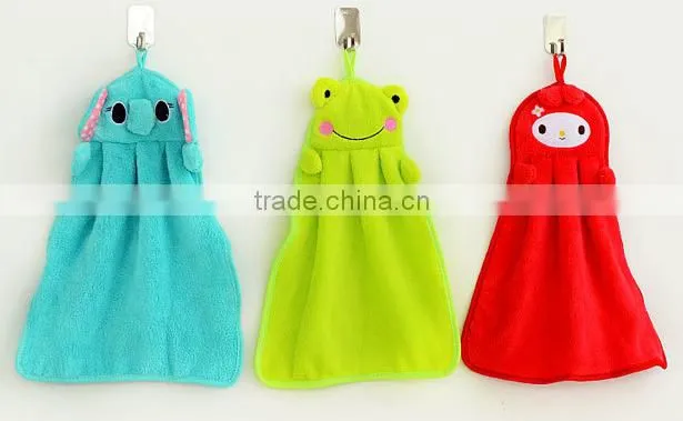 Cartoon design decorative CORAL FLEECE microfiber children hand towel frog