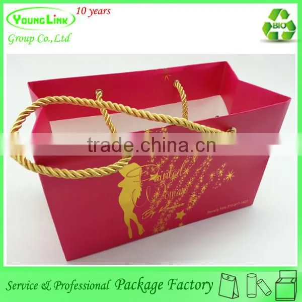 Printing paper shopping bag for clothes with ribbon