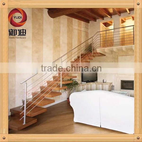 curve stainless steel with wood staircase for indoor decoration