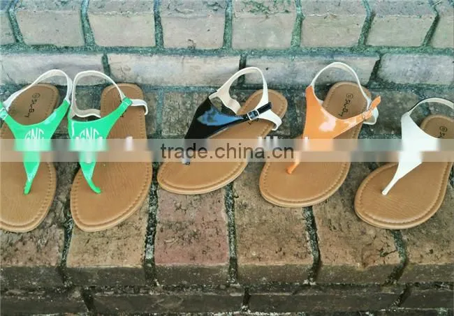New Womens T-Strap Flat Flip Flop Monogrammed Sandals