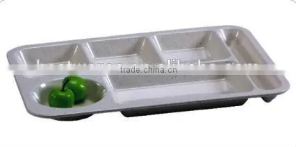 Professional orange divided melamine food serving tray plate