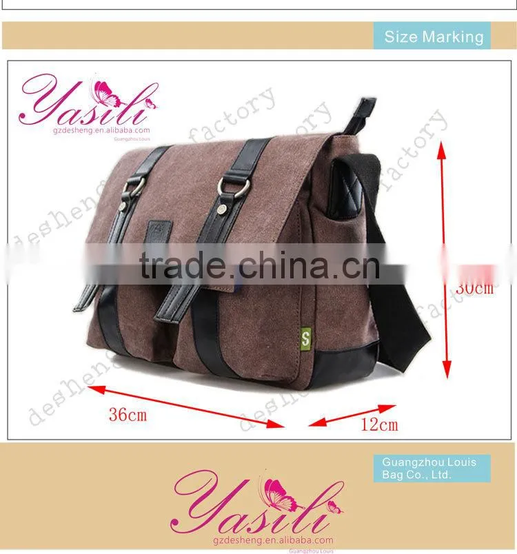 casual canvas messenger bag with leather trim,genuine leather canvas bag for men,canvas messenger bags china