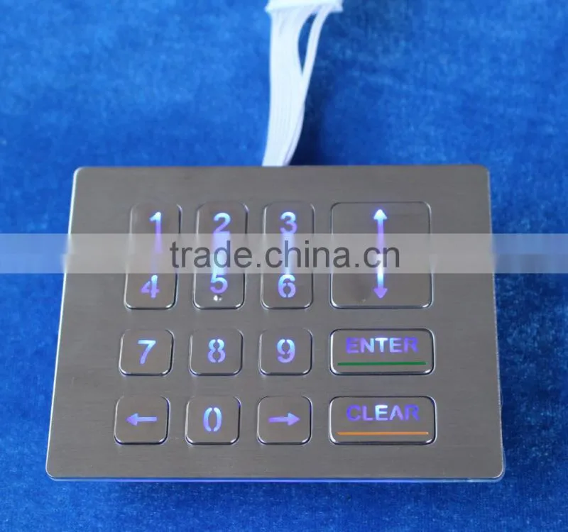 Industrial vandal proof with backlight numeric keypad