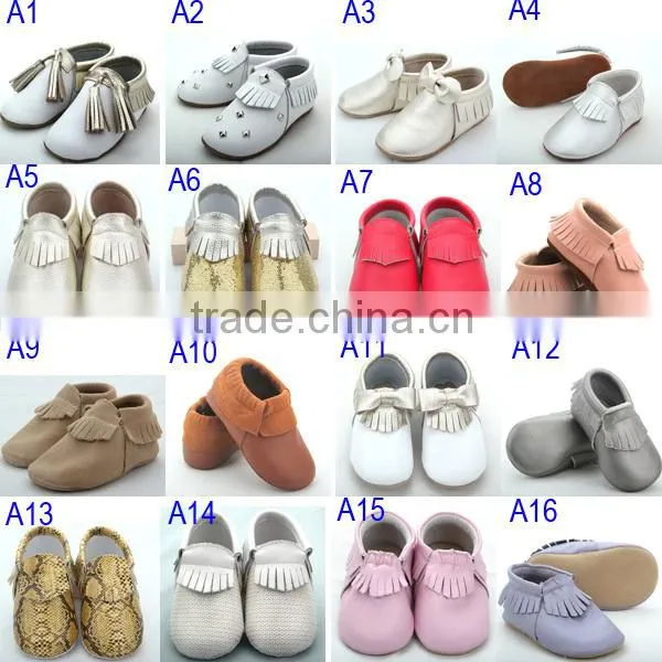 Popular all market 100% sheep leather fringes baby Moccs