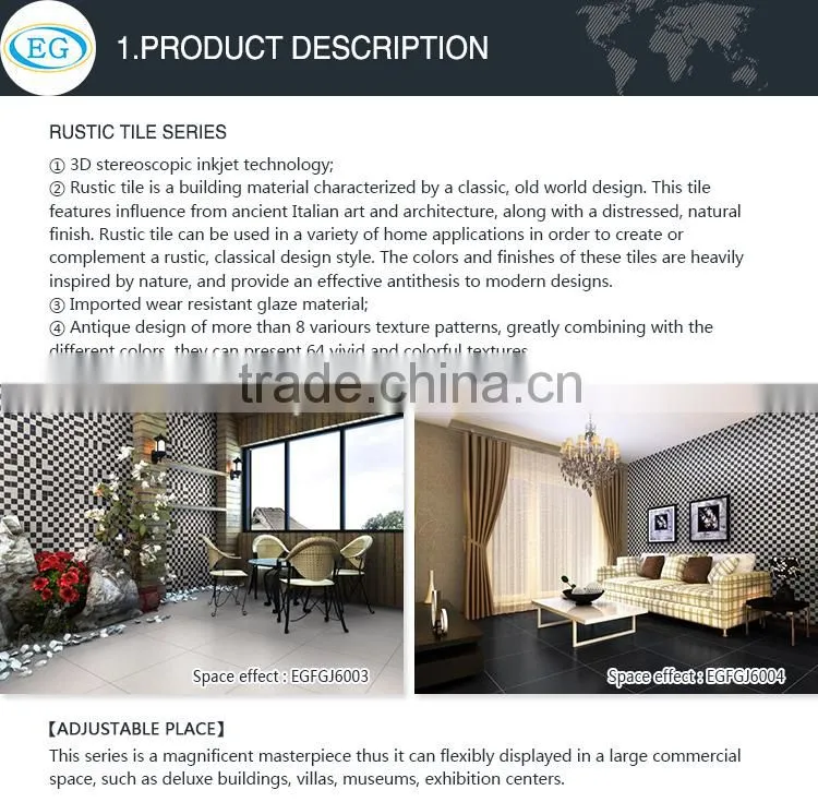 24x24 Glazed Tile with Matt Rough Surface,Porcelain Tile for Wall Floor, Kitchen and Bathroom Floor Tile