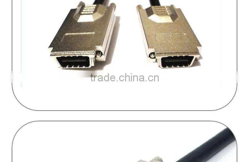 2m zinc alloy External CX4 Mini SAS SFF-8470 to SFF-8470 infiniband Cable with thumbscrews