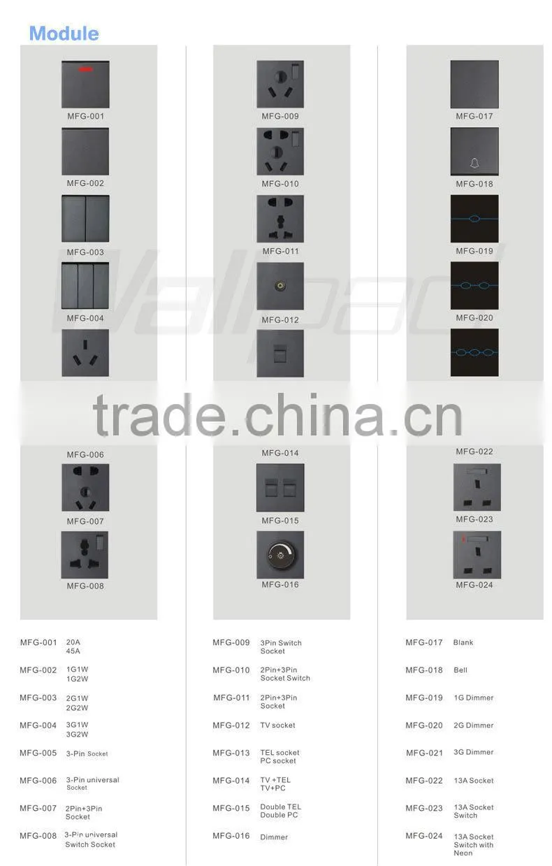 Black Crystal Glass16A 110-250V 1 Gang intermediate Switch Push Button Swtich Light Wall Switch