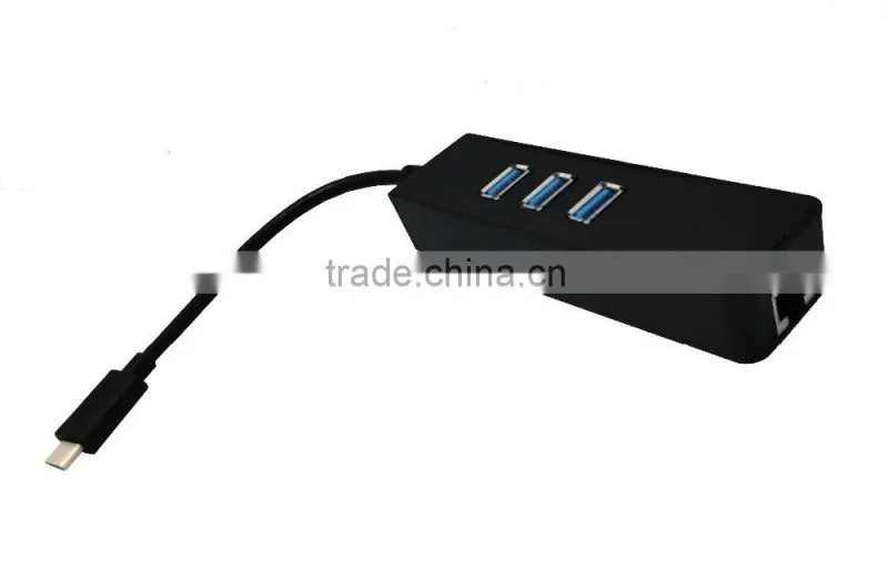 USB3.1/Type-C to USB3.0 Adapter Connector Hub 2pcs/lot 3 * USB3.0 Ports and1* lan port for Macbook Chromebook