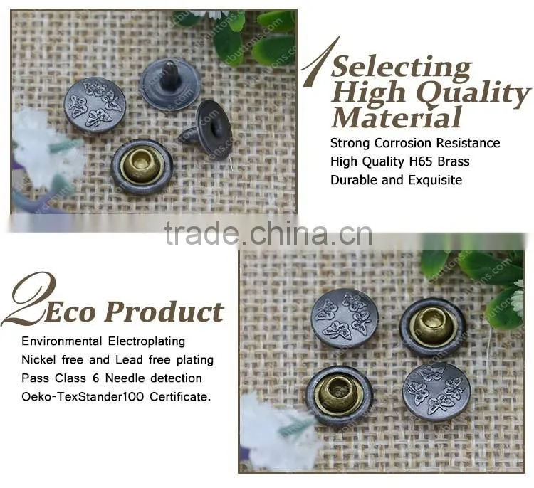 2016 brass metal custom jean rivet decorate garment accoessory