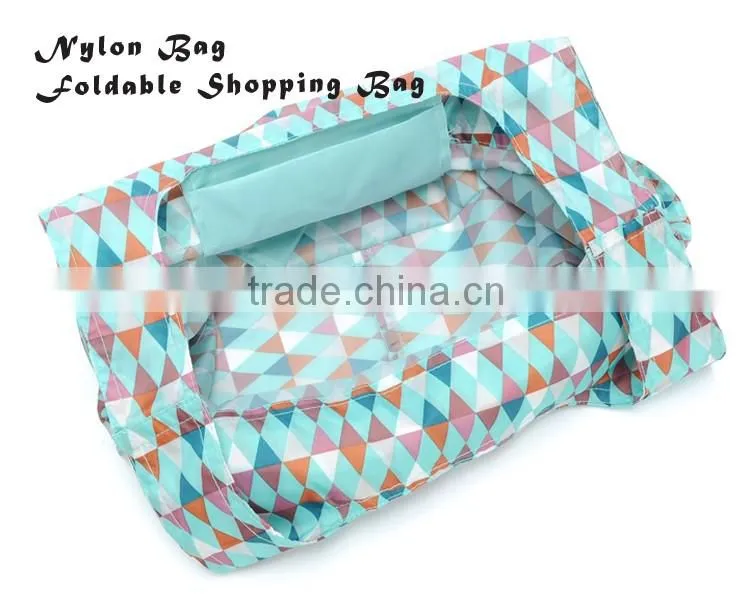 2016 new style Colorful nylon foldable lamination bag for shopping