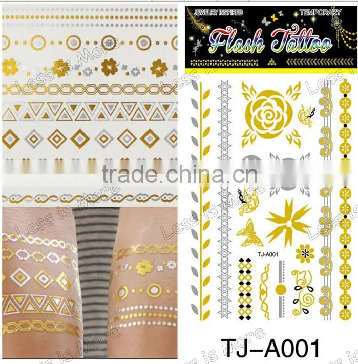 fashion gold & silver body temporary tatoo sticker