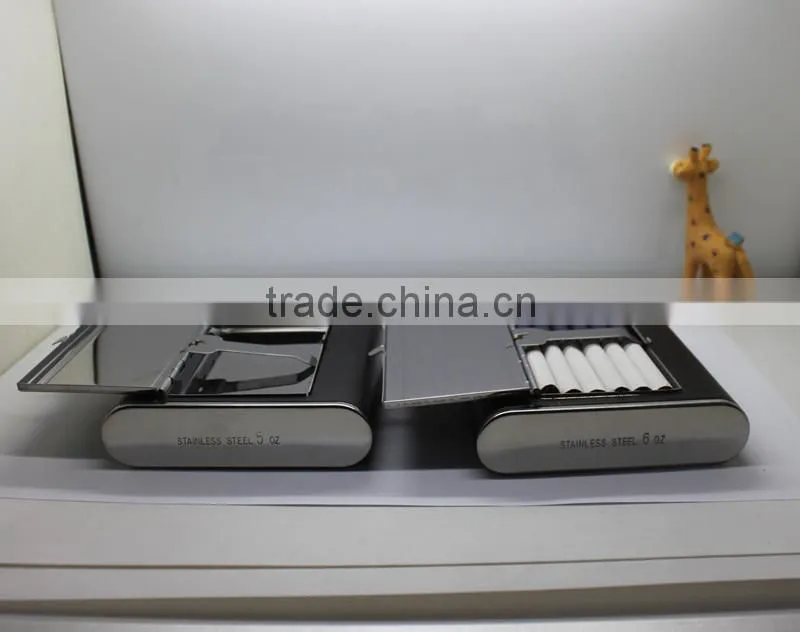 5 oz stainless steel high quality lether flagon for gift