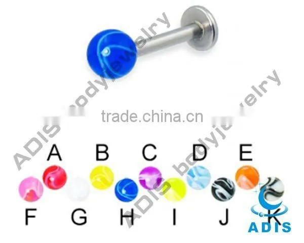 Fashion piercing custom wholesale colorful acrylic lip labret ring