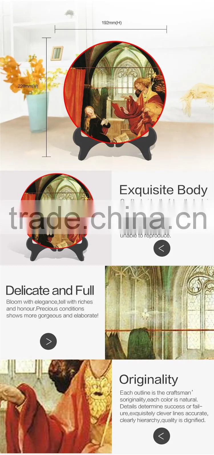 New model New Decoration Promotional Cheap European classic plate religious activated carbon craft