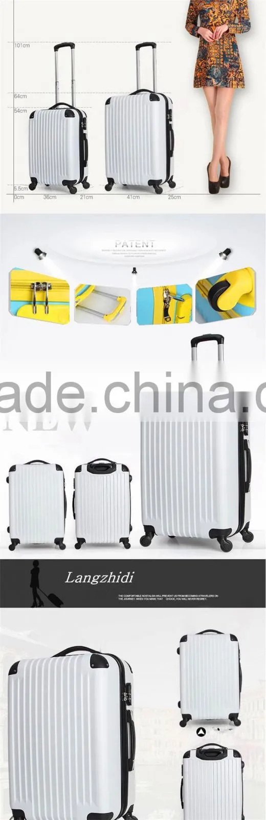 Baigou new ABS aluminum trolley suitcase fashion style suitcase top quality suitcase
