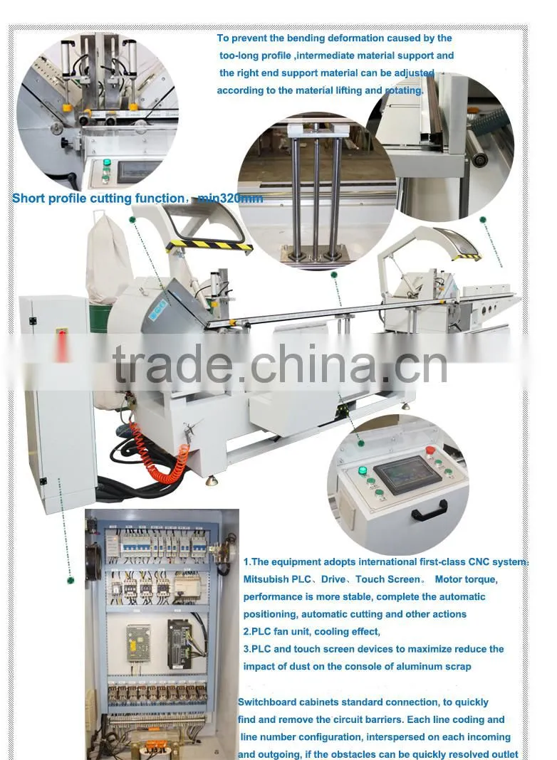 double head miter saw for cutting aluminum profile