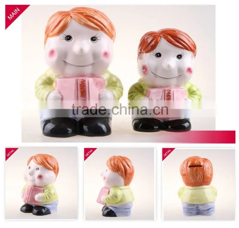 Manufacturer low price reading books cereamic money bank