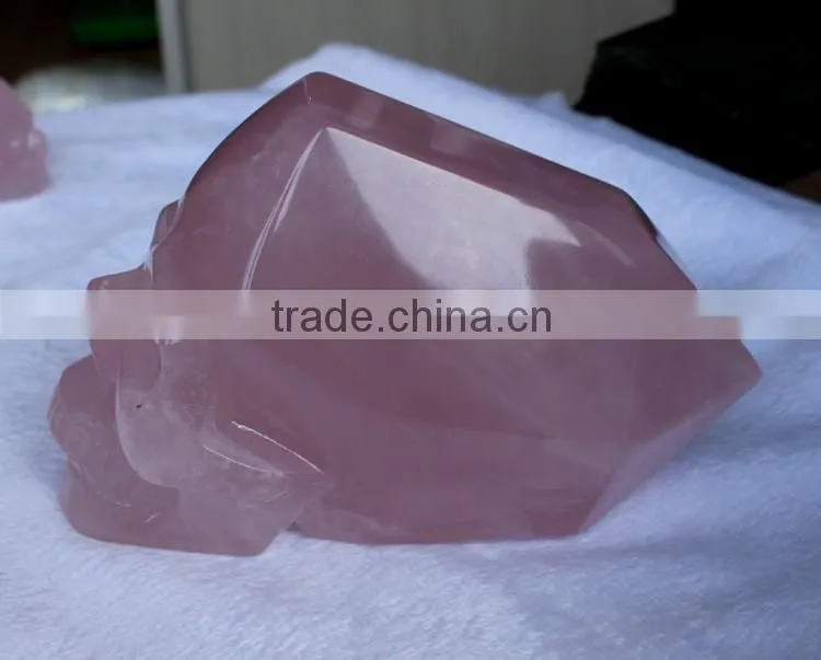 Natural Rock Rose Quartz Crystal Point Skull Carvings Halloween Gifts
