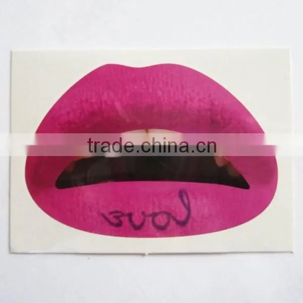 Promotion gift blue mable temporary lip tattoo non removable lip sticker for girls factory