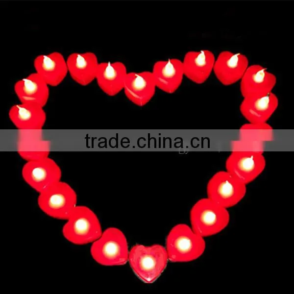 24Pcs / Box 7 Color rechargeable Heart Shaped Tea Light Candle