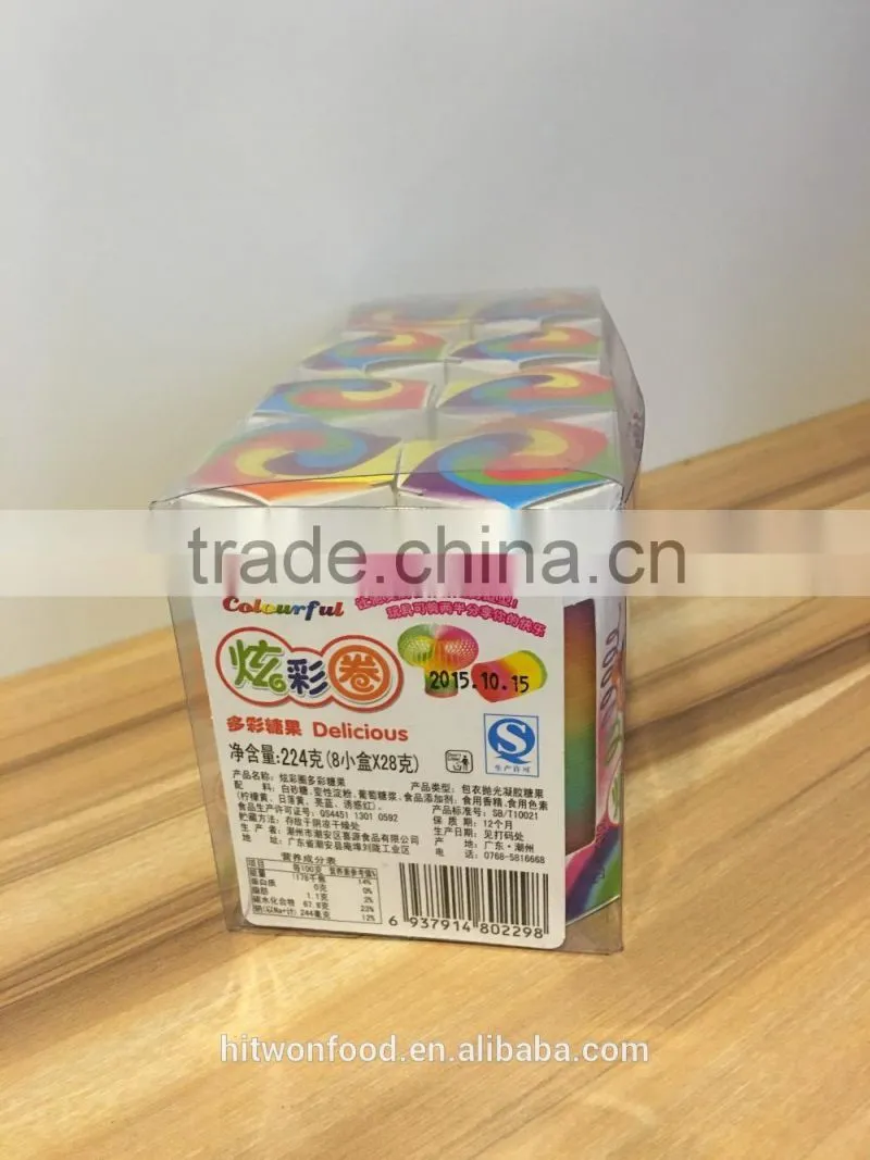 Hitwon rainbow roll candy coated soft candy with toy