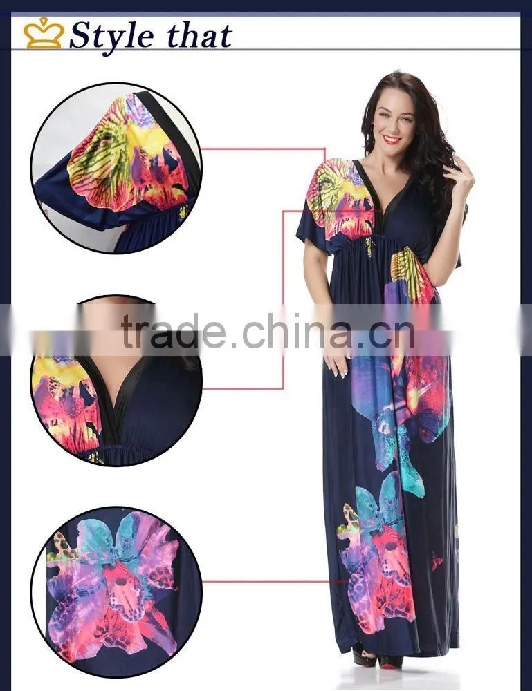 hot sey V collar beach resort beach dress code plus silk dress in summe
