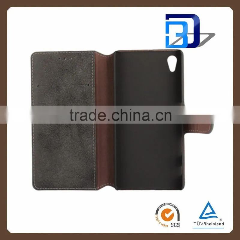 Wallet Function Retro Nubuck Leather Slim Wallet Phone Case Cover for Sony Xperia Z5 Compact