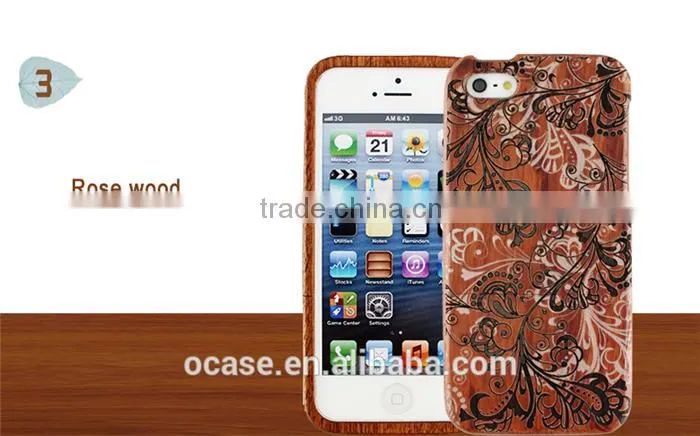 Graceful Flower Wood Engraving Case Protective Case for Iphone 5/5s/6/6s