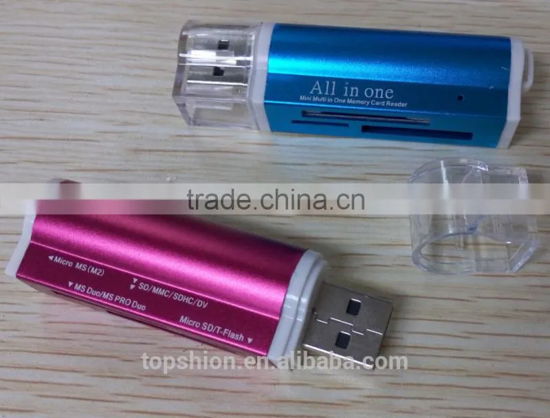 Promotional products metal aluminum card reader, smart card reader, all in one usb card reader