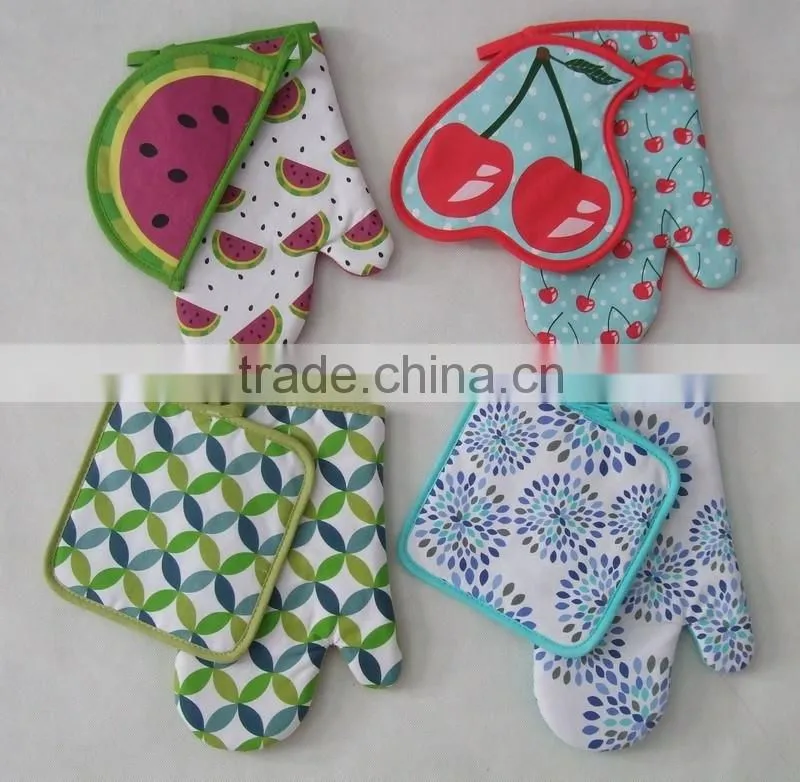 cotton printing glove and pot holder set