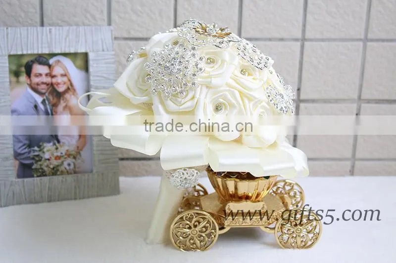Graceful Wedding Bouquet Handmade Roses Bow Knot Wedding Flowers