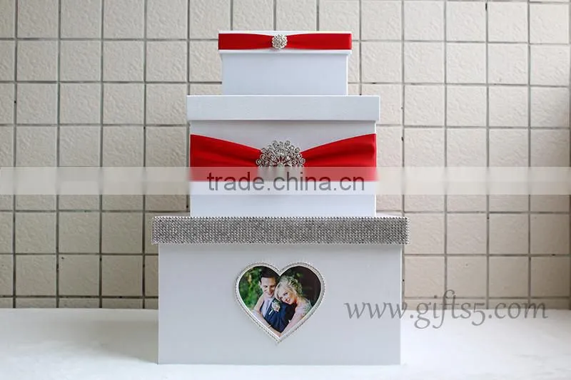 Elegant 3 tier white wedding card box wholesale