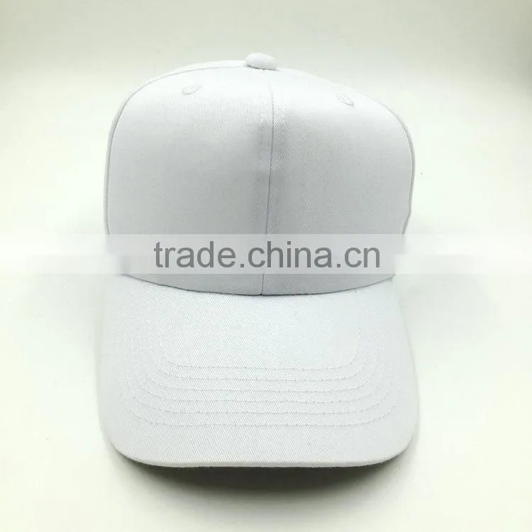 White color 100% cotton twill blank baseball cap
