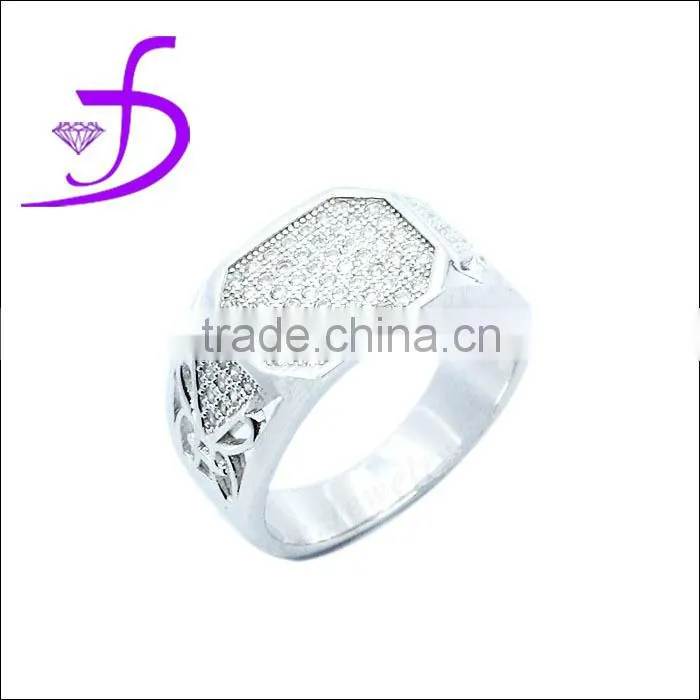 Wholesale 925 silver micro pave zircon men ring
