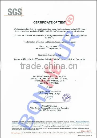 reflective 300g brushed fabric poly cotton outdoor garments fabric